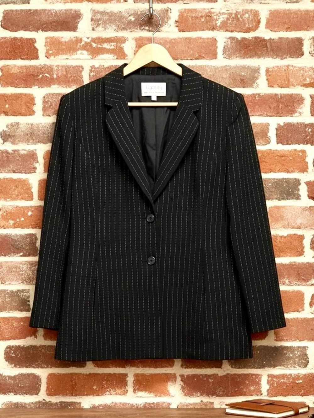 Ingenuity Black Blush Dotted Stripe Lined Blazer Size 12 NWT
